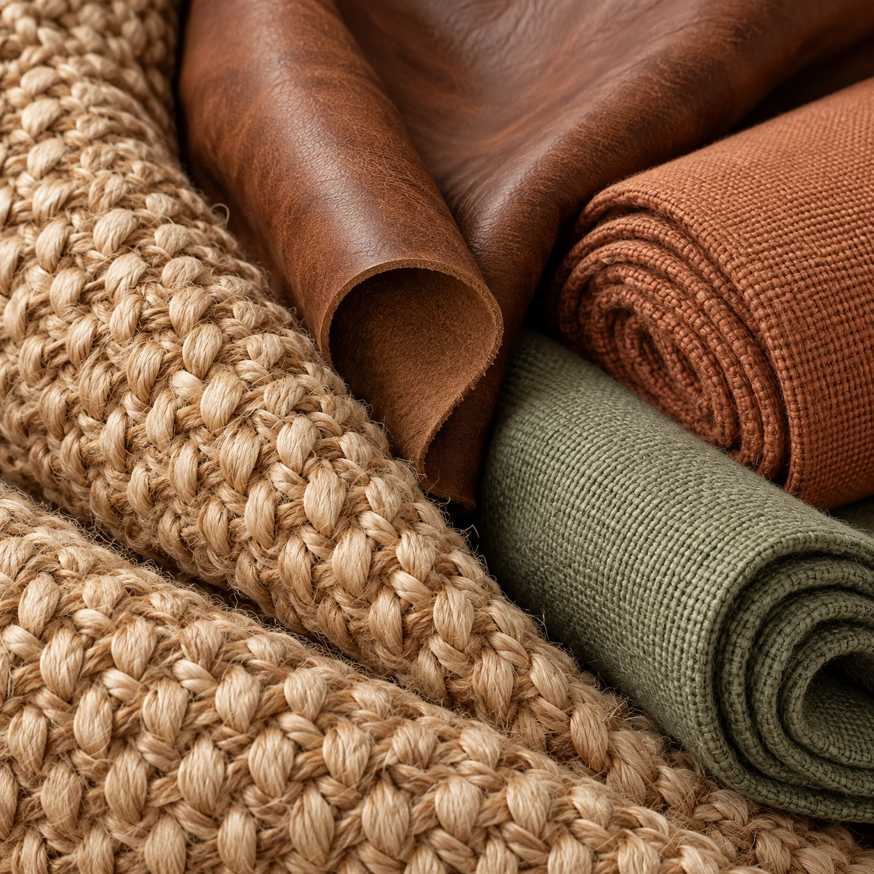 Textura de fibras naturales y piel